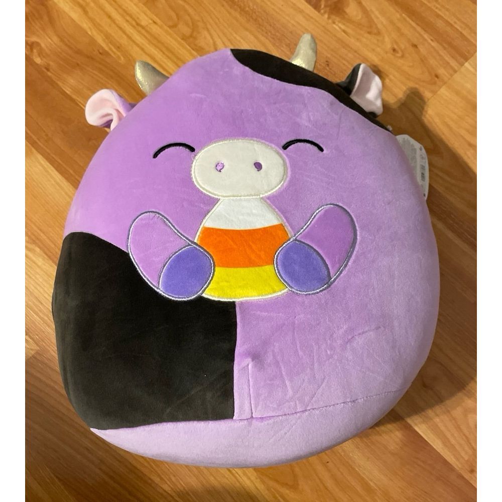 Squishmallows Official Kellytoys 13 inch Alexie The Black and Purple Cow